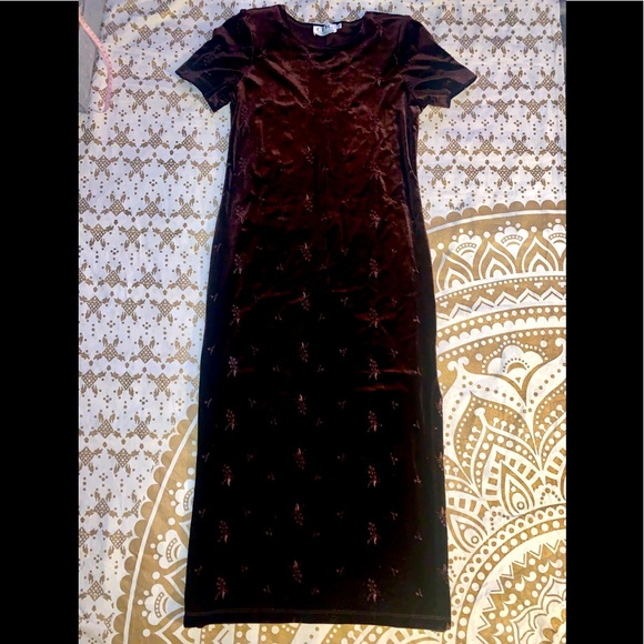 velvet short sleeved maxi - Picture 1 of 5